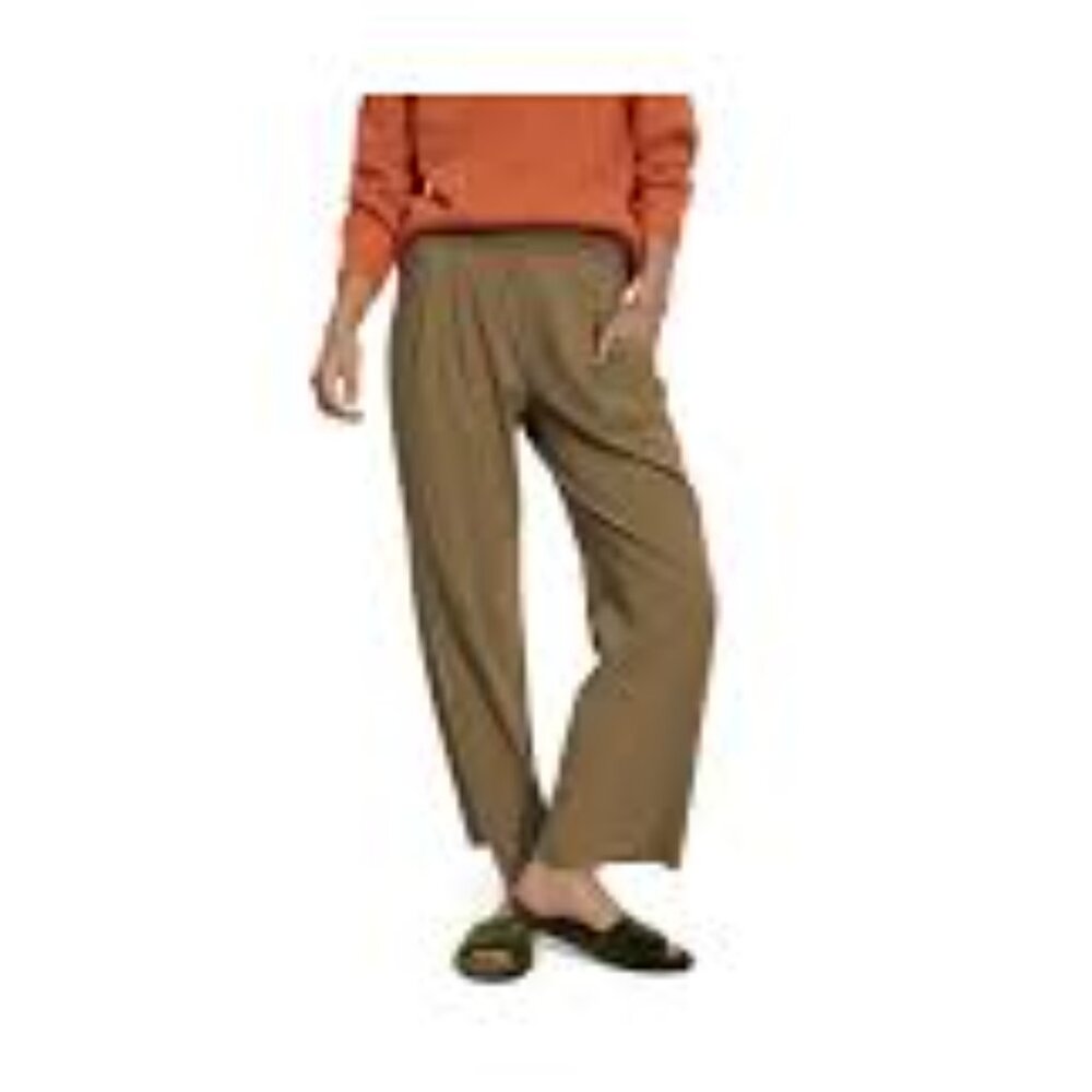 Varley Tacoma Straight Pleat Pant SZ L Olive Lightweight Stretch NWOT
